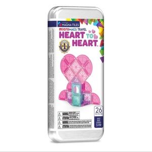 Magna-Tiles MicroMags Travel Heart To Heart, 26 pieces set in a Tin Storage
